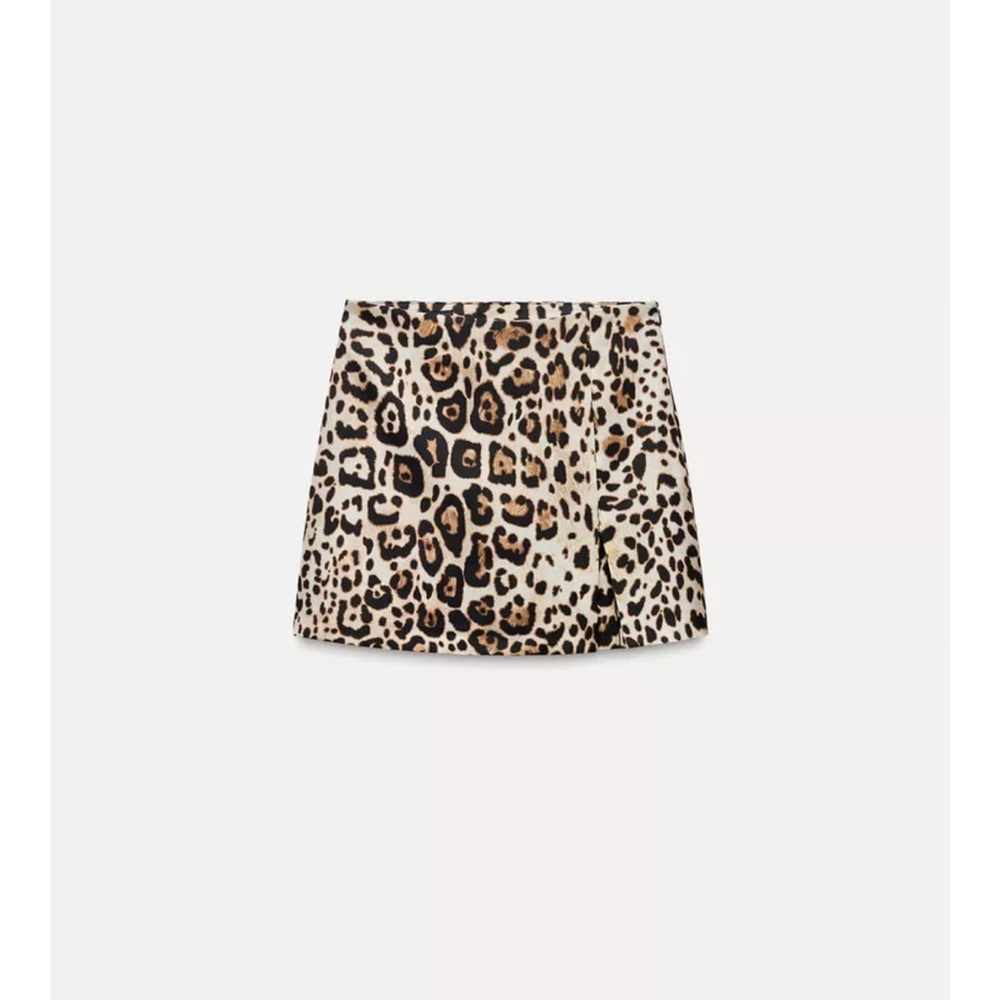 Zara leopard satin skort